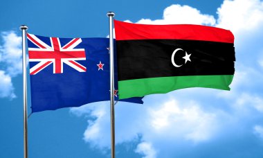 Libya bayrağı, 3d render ile Yeni Zelanda bayrağı