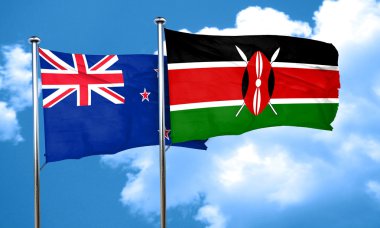 Kenya bayrak, 3d render ile Yeni Zelanda bayrağı