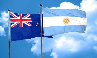 Arjantin bayrağı, 3d render ile Yeni Zelanda bayrağı