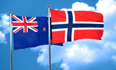 Norveç bayrağı, 3d render ile Yeni Zelanda bayrağı