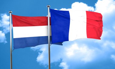 Fransa ile Hollanda bayrağı bayrak, 3d render