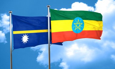 Nauru bayrak Etiyopya bayrağı, 3d render ile