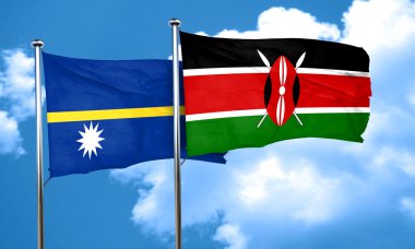 Nauru bayrak Kenya bayrak, 3d render ile