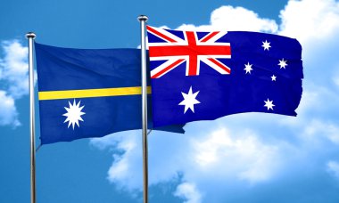 Avustralya bayrağı, 3d render ile Nauru bayrak