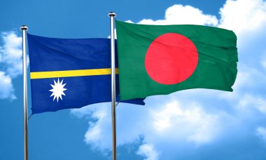 Nauru bayrak Bangladeş bayrağı, 3d render ile