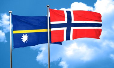 Nauru bayrak Norveç bayrağı, 3d render ile