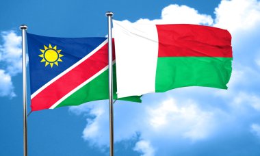 Madagaskar bayrağı, 3d render ile Namibya bayrak