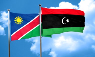 Namibya bayrak Libya bayrağı, 3d render ile