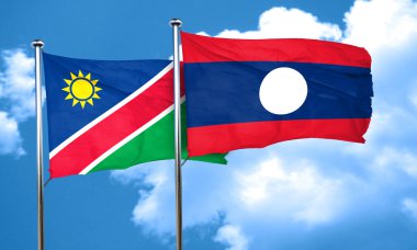 Laos bayrağı, 3d render ile Namibya bayrak
