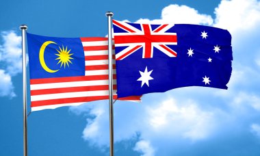 Avustralya bayrağı, 3d render ile Malezya bayrağı