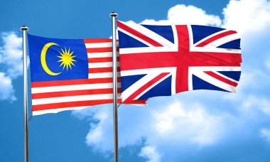 Büyük Britanya bayrağı, 3d render ile Malezya bayrağı