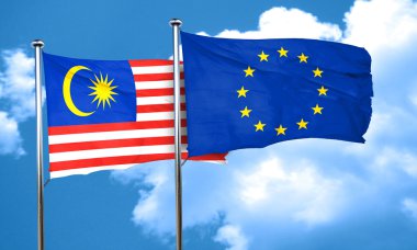 Avrupa Birliği bayrağı, 3d render ile Malezya bayrağı