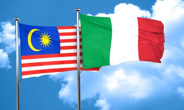 Malezya bayrağı İtalya bayrağı, 3d render ile