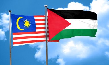 Palestine bayrak, 3d render ile Malezya bayrağı