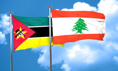 Lübnan bayrağı, 3d render ile Mozambik bayrak