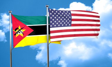 Mozambik bayrak Amerikan bayrağı, 3d render ile