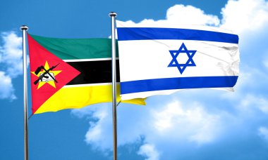 Mozambik bayrağı İsrail bayrağı, 3d render ile