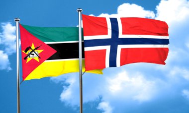 Mozambik bayrak Norveç bayrağı, 3d render ile
