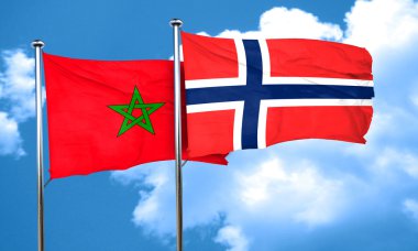 Fas bayrak Norveç bayrağı, 3d render ile