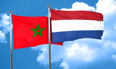 Hollanda bayrağı, 3d render ile Fas bayrak