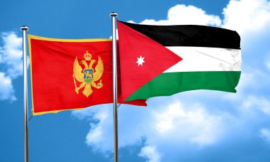 Jordan bayrak, 3d render ile Karadağ bayrağı