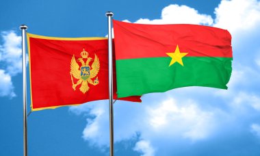 Burkina Faso bayrak, 3d render ile Karadağ bayrağı