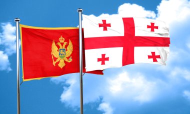 Georgia bayrak, 3d render ile Karadağ bayrağı