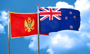 Yeni Zelanda bayrağı, 3d render ile Karadağ bayrağı