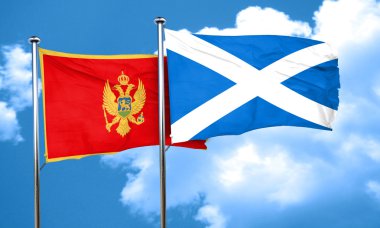 İskoçya bayrağı, 3d render ile Karadağ bayrağı