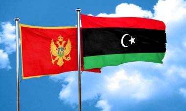 Libya bayrağı, 3d render ile Karadağ bayrağı