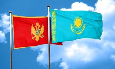 Kazakistan bayrağı, 3d render ile Karadağ bayrağı