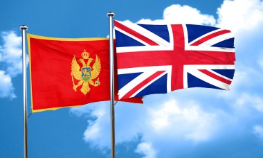 Büyük Britanya bayrağı, 3d render ile Karadağ bayrağı