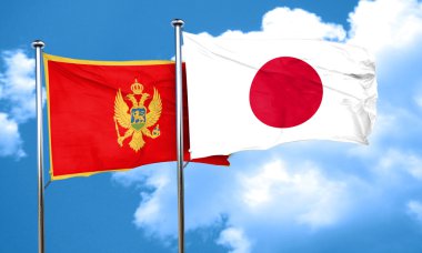 Japonya bayrağı, 3d render ile Karadağ bayrağı