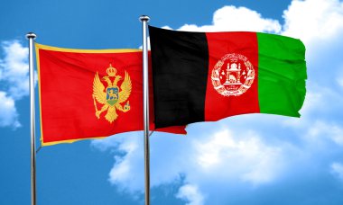 Afganistan bayrağı, 3d render ile Karadağ bayrağı