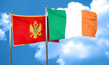 İrlanda bayrağı, 3d render ile Karadağ bayrağı