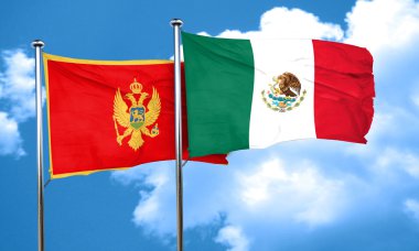 Meksika bayrağı, 3d render ile Karadağ bayrağı