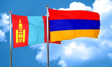 Ermenistan bayrağı, 3d render ile Moğolistan bayrağı