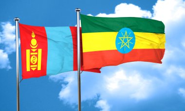 Etiyopya bayrağı, 3d render ile Moğolistan bayrağı