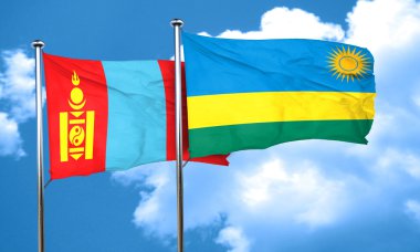 Ruanda bayrak, 3d render ile Moğolistan bayrağı