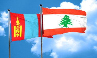 Lübnan bayrağı, 3d render ile Moğolistan bayrağı