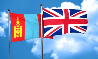 Büyük Britanya bayrağı, 3d render ile Moğolistan bayrağı