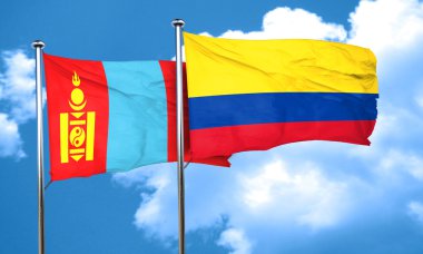 Kolombiya bayrak, 3d render ile Moğolistan bayrağı