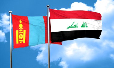 Irak bayrağı, 3d render ile Moğolistan bayrağı