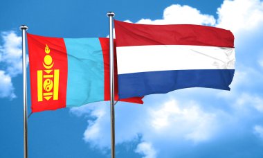 Hollanda bayrağı, 3d render ile Moğolistan bayrağı