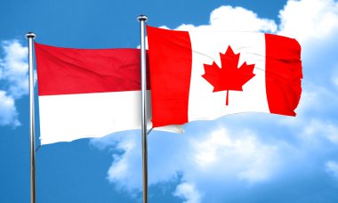 Monaco bayrağı Kanada bayrağı, 3d render ile