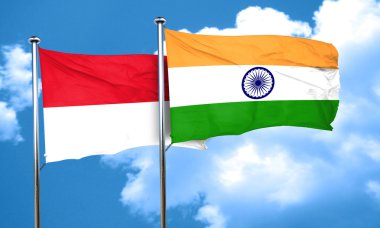 Monaco bayrağı Hindistan bayrağı, 3d render ile