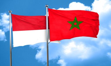 Fas bayrak, 3d render ile Monaco bayrağı