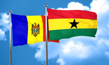 Gana bayrak, 3d render ile Moldova bayrağı