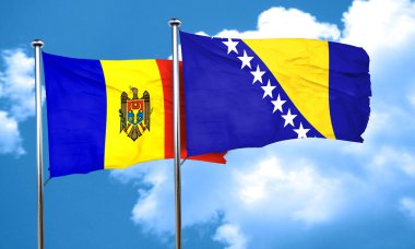 Bosna-Hersek bayrağı, 3d render ile Moldova bayrağı
