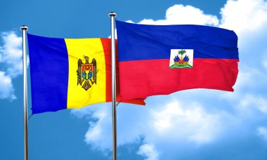 Haiti bayrak, 3d render ile Moldova bayrağı